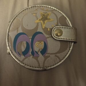 Coach Y2K Compact Double Mirror Signature Poppy Sequins NICE